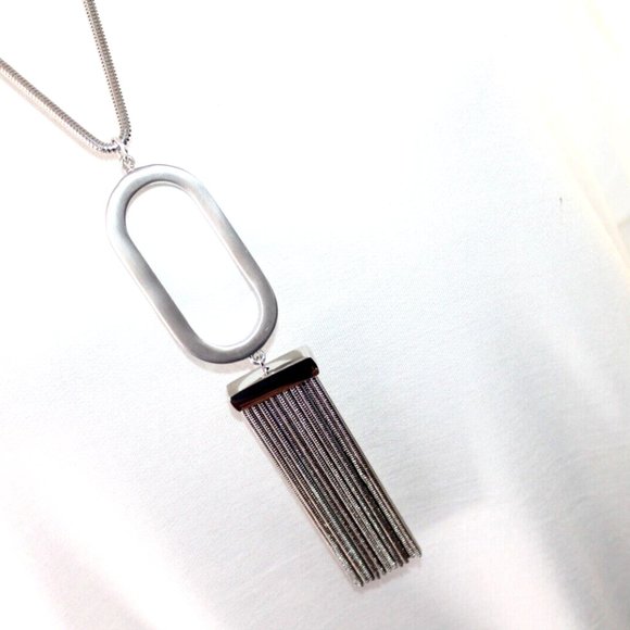 HALOGEN Necklaces silver Tone Snake Chain Geometric Shape Women Pendant - Picture 7 of 8